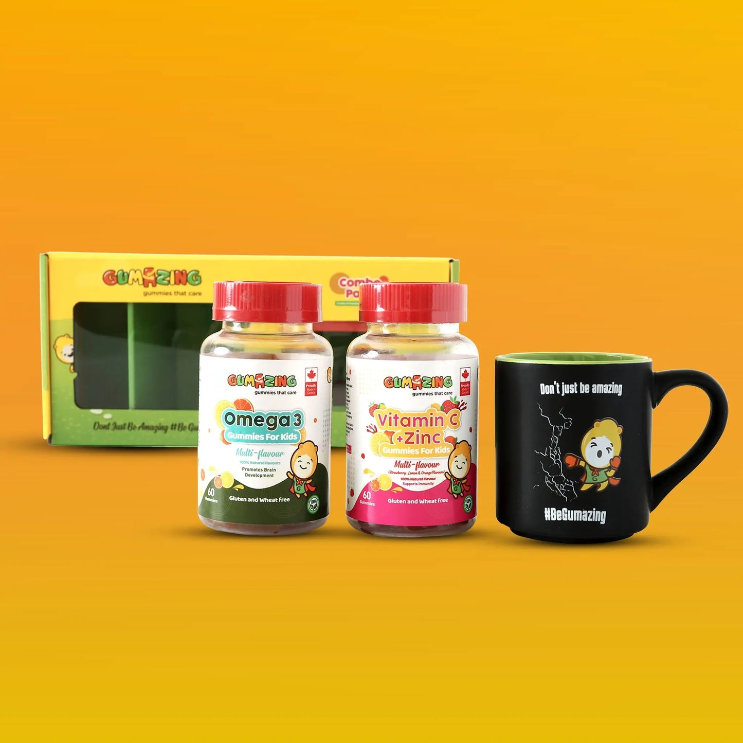 Booster Pack | Gumazing 2 Pack Combo | Vitamin C & Zinc + Omega 3, 2 month supply Begumazing