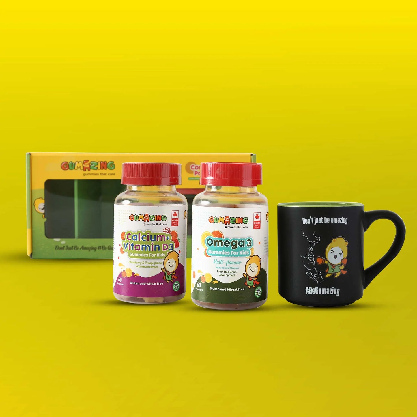 Gumazing 2 Pack Combo | Calcium & Vitamin D3 + Omega 3, 2 month supply Begumazing