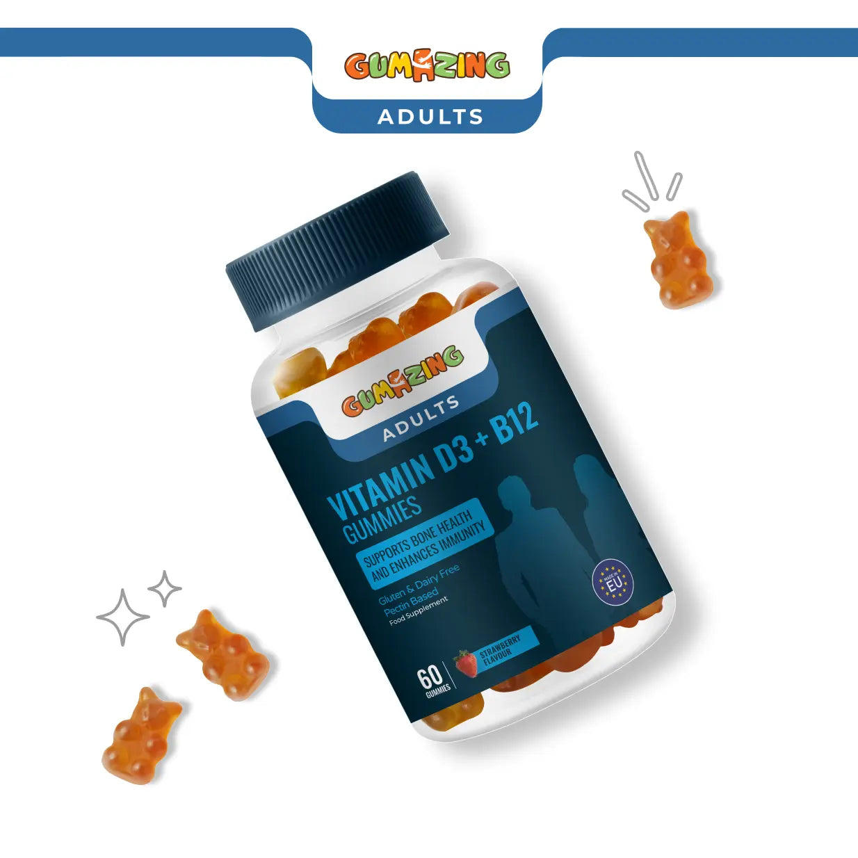 Vitamin D3 + B12 Gummies | Gumazing for adults to support bone health & boost energy levels - B2B Begumazing