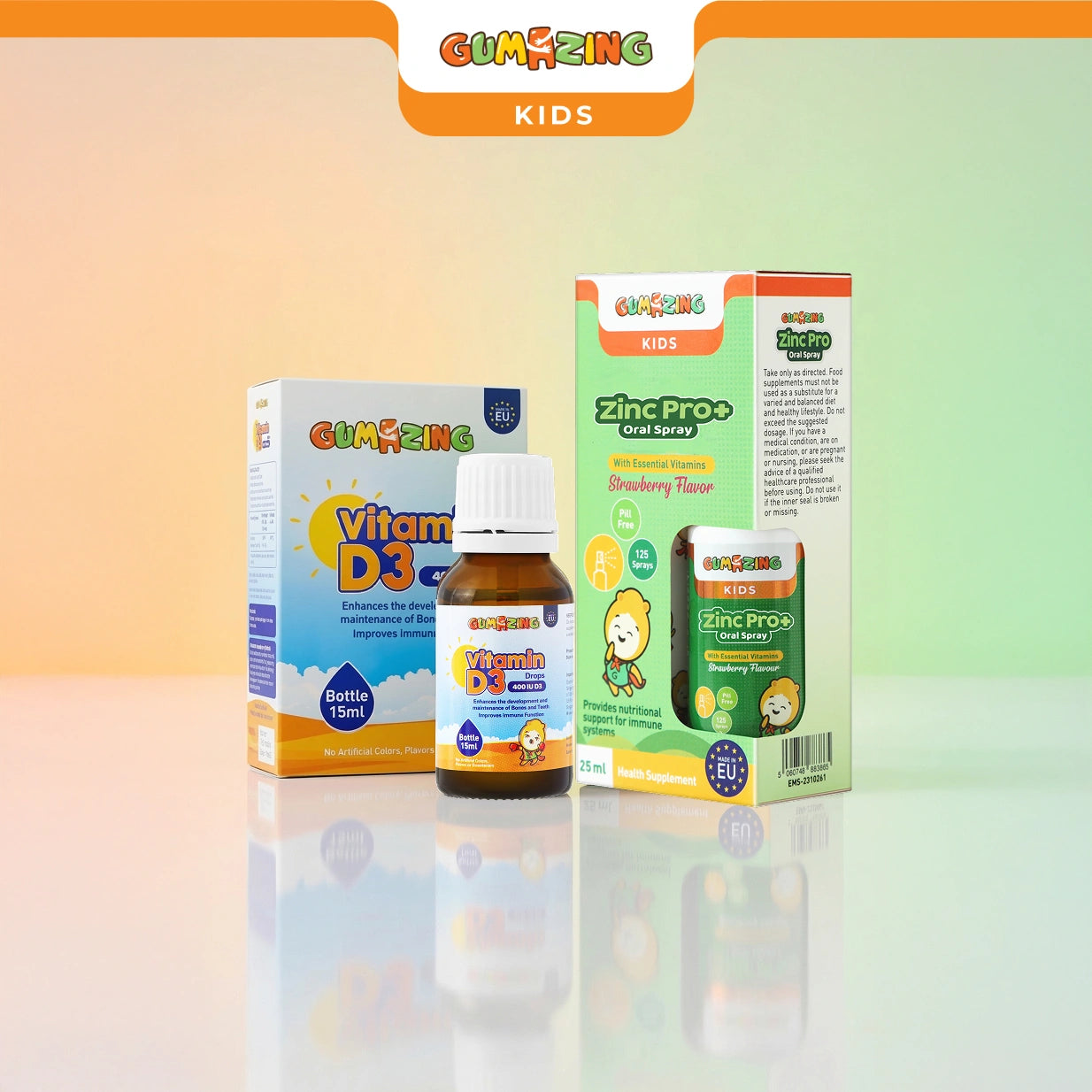 Gumazing 2 Pack Combo | D3 drops + Zinc Pro+ Oral Spray