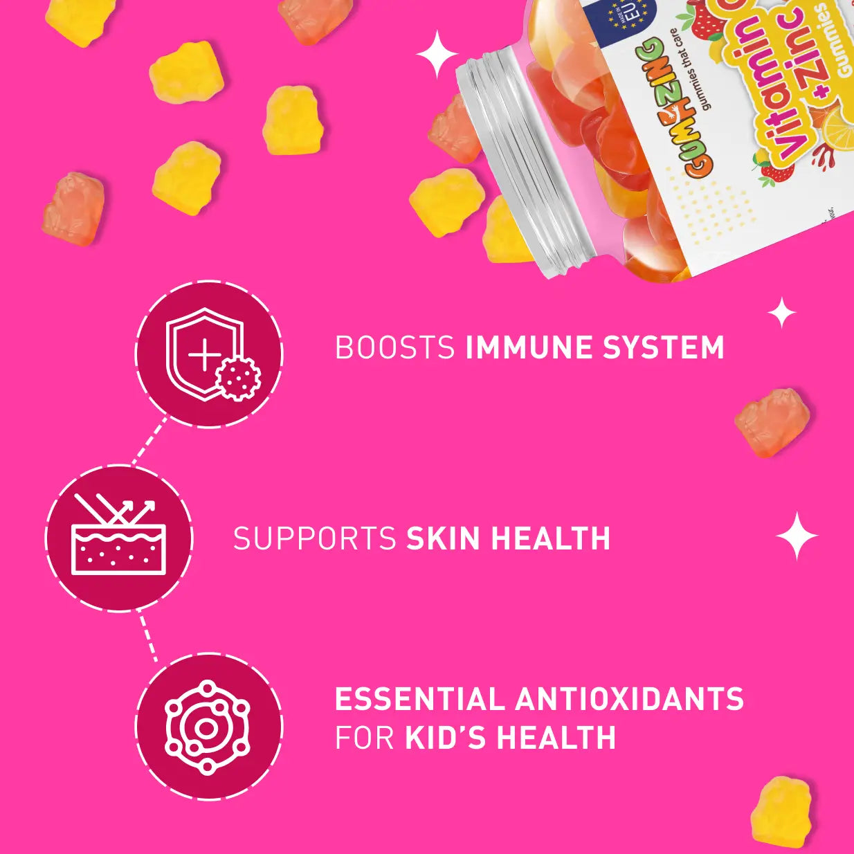 Gumazing Vitamin C & Zinc Gummies (60 pcs), EU range, 1 month supply for wholesale - B2B Begumazing