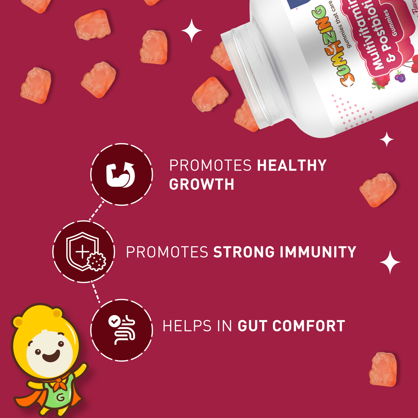 Gumazing Multivitamin & Postbiotic Gummies (For Kids) |(60 pcs) - B2B