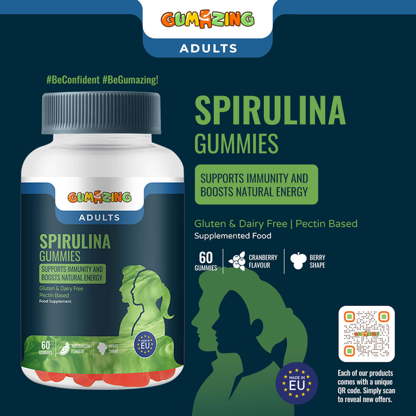 Gumazing Spirulina Gummies (For Adults) |(60 pcs) - B2B