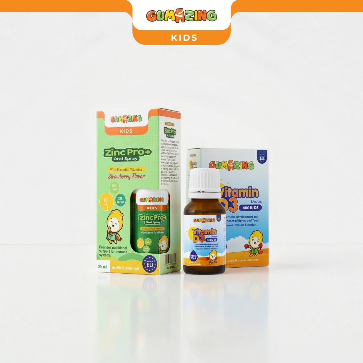 Gumazing 2 Pack Combo | D3 drops + Zinc Pro+ Oral Spray