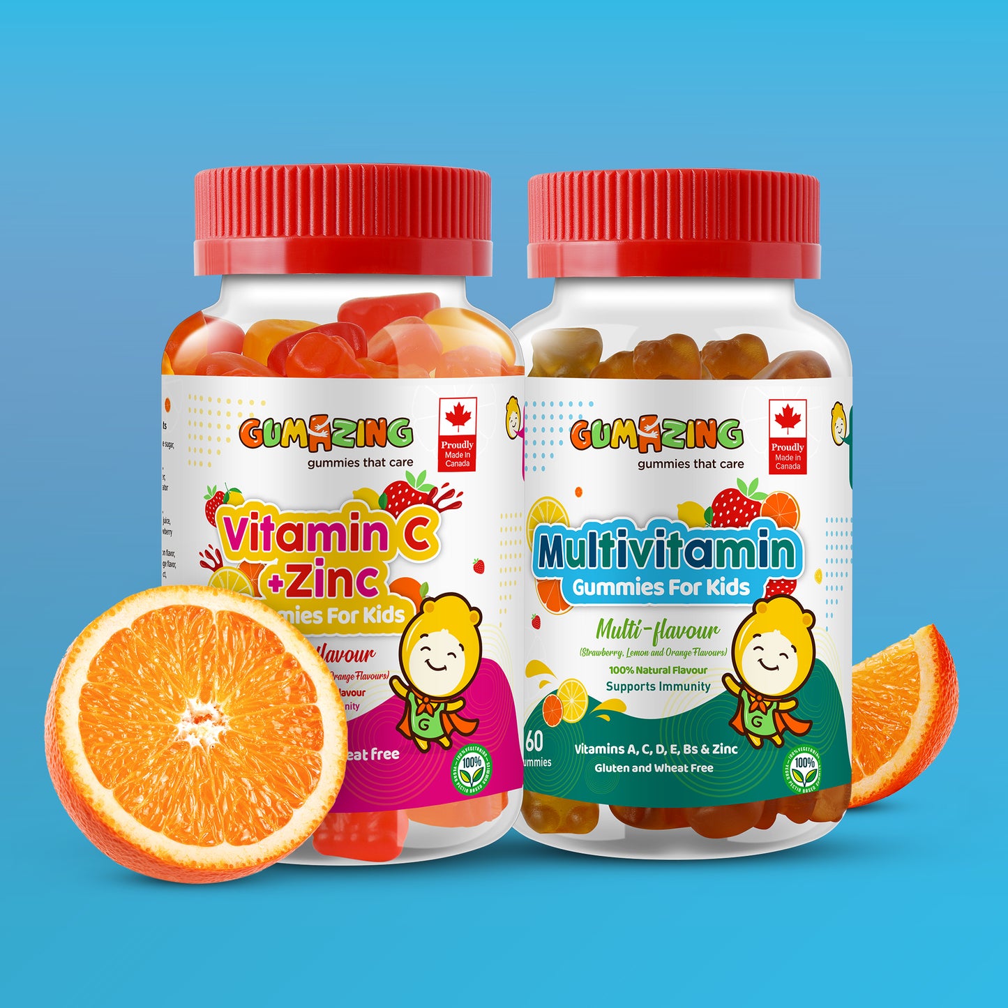 Gumazing Lot de 2 combos | Vitamine C & Zinc + Multivitamine, approvisionnement de 2 mois