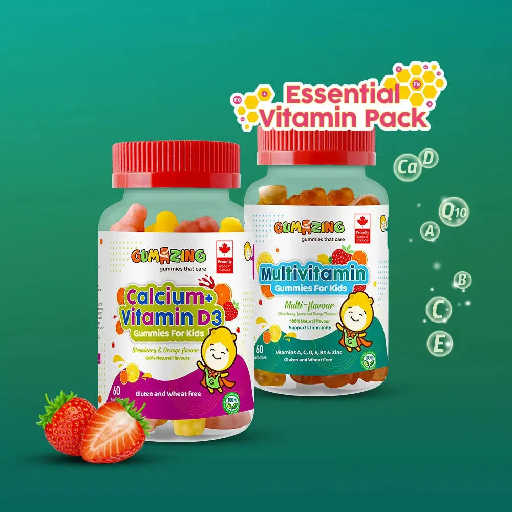 Essential Vitamin Pack | Gumazing 2 Pack Combo | Calcium & Vitamin D3 + Multivitamin, 2 month supply Begumazing