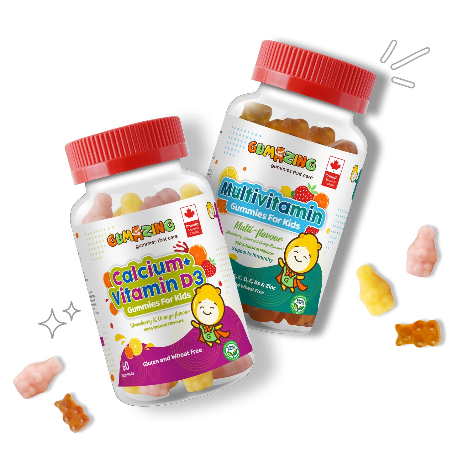 Gumazing 2 Pack Combo | Calcium & Vitamin D3 + Multivitamin, 2 month supply