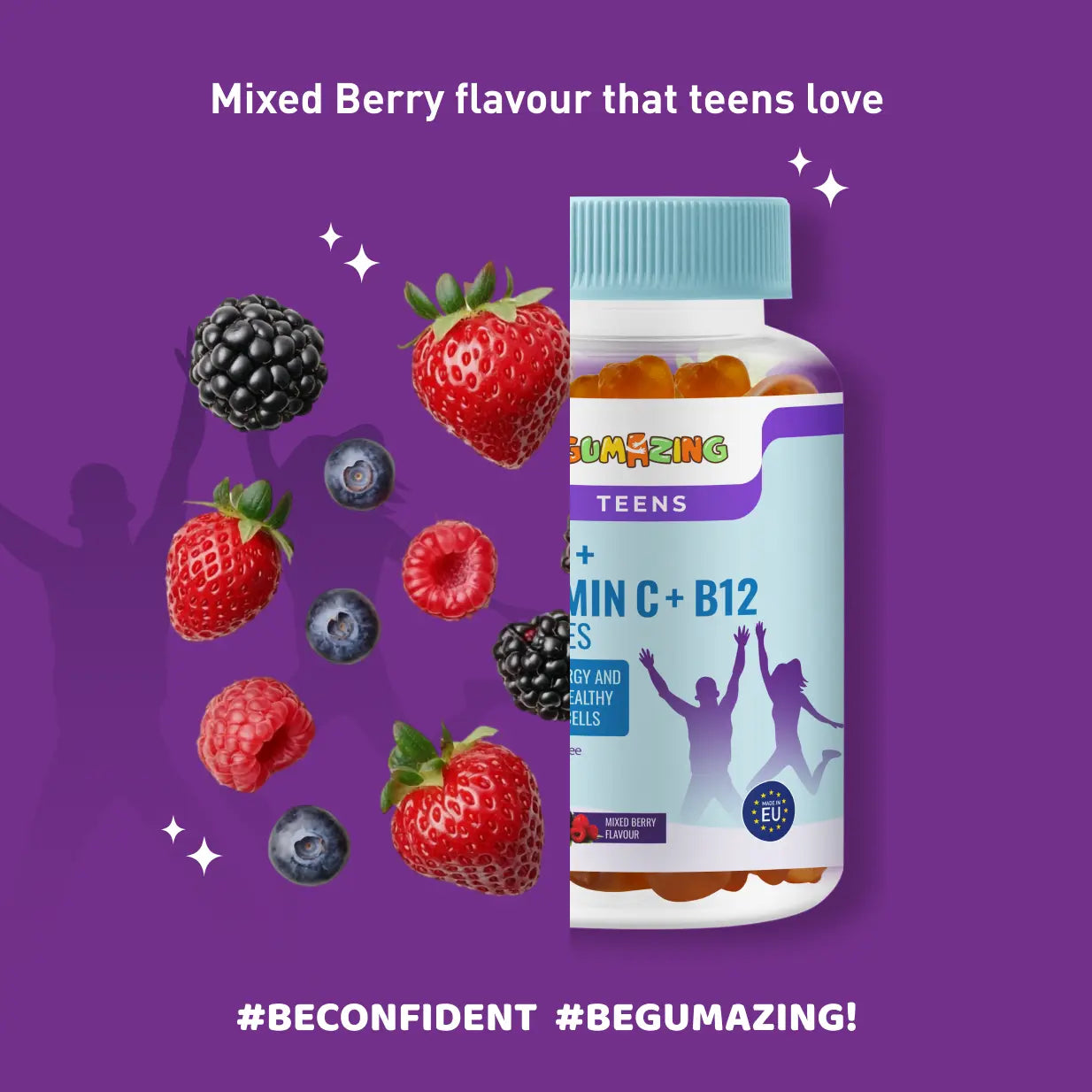 Iron + Vitamin C + B12 Gummies | Gumazing for teens to support RBC production & immune health - B2B Begumazing