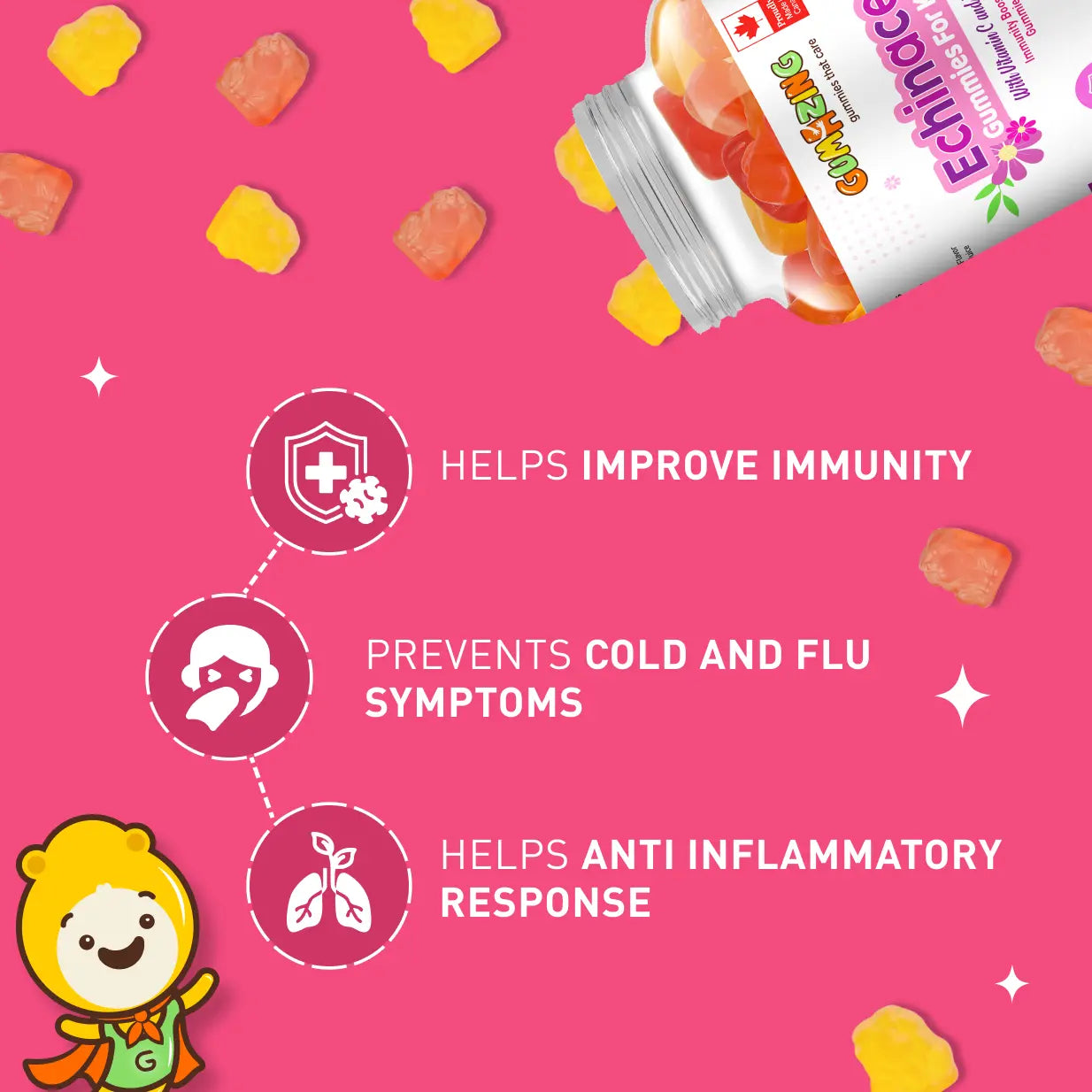 Echinacea Gummies | Gumazing for kids to prevent them from colds, flu symptoms and inflammation B2B Begumazing