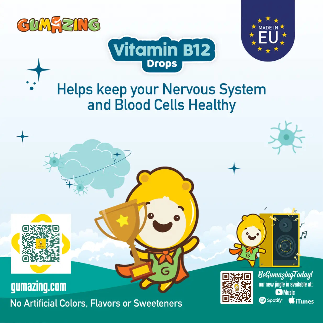 Vitamin B12 Drops | Gumazing for kids to maintain a healthy nervous system & blood cell health - B2B Begumazing