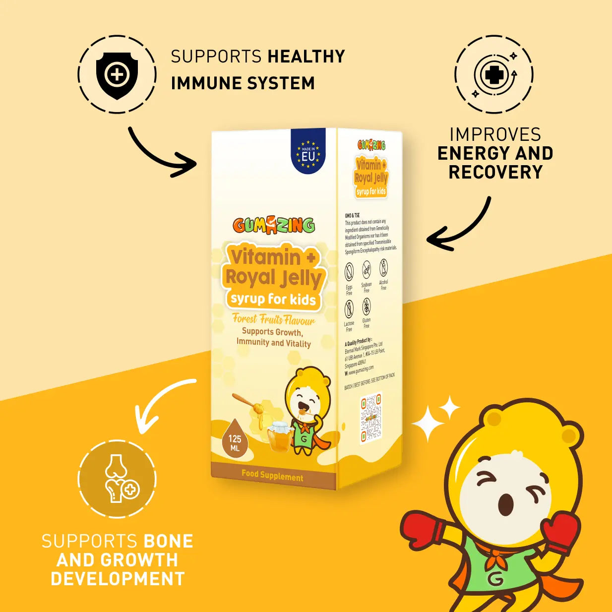 Vitamin + Royal Jelly Syrup | Gumazing for kids Jelly syrup for child’s vitality - B2B Begumazing