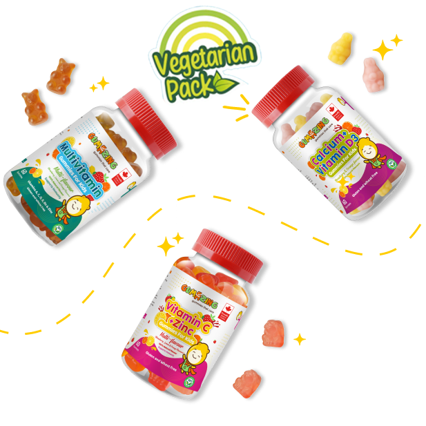 Vegetarian Pack | Gumazing 3 Pack Combo | Calcium & Vitamin D3 + Vitamin C & Zinc + Multivitamin | 3 month supply