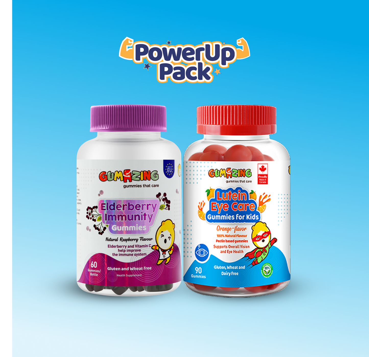Gumazing Power Up Pack | 2 Pack Combo | Lutein  + Elderberry Gummies