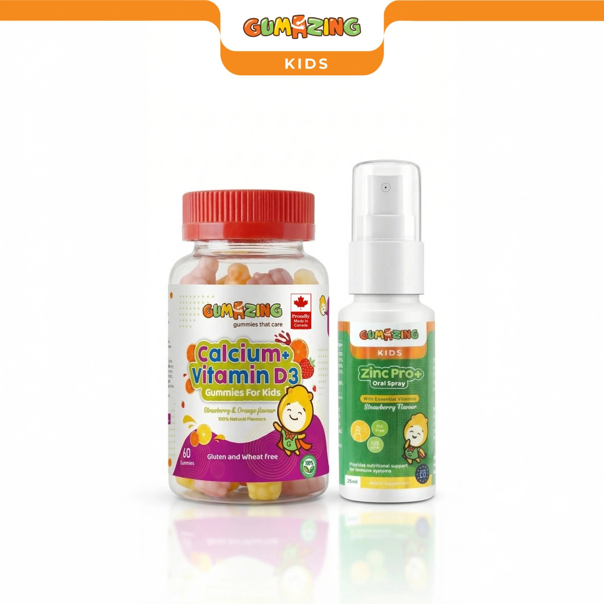 Gumazing 2 Pack Combo | Zinc Pro+ Oral Spray + Calcium & Vitamin D3