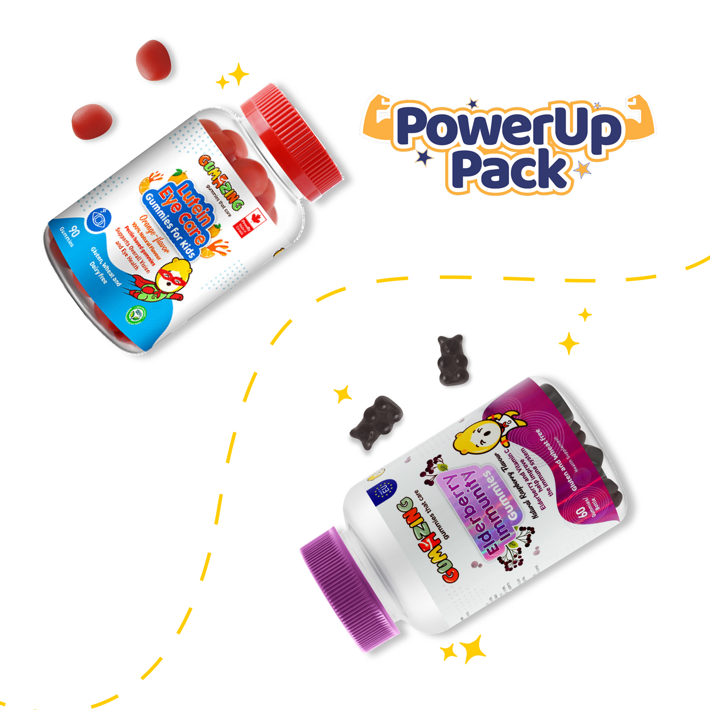 Gumazing Power Up Pack | 2 Pack Combo | Lutein  + Elderberry Gummies