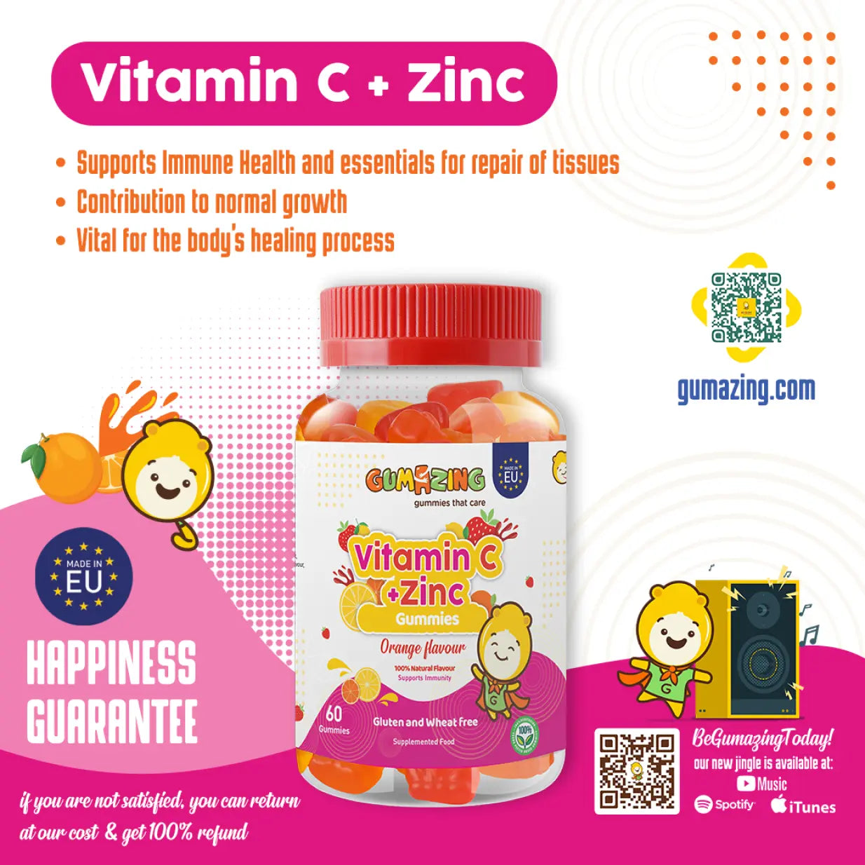 Gumazing Vitamin C+Zinc Gummies – Immunity Growth & Tissue Repair