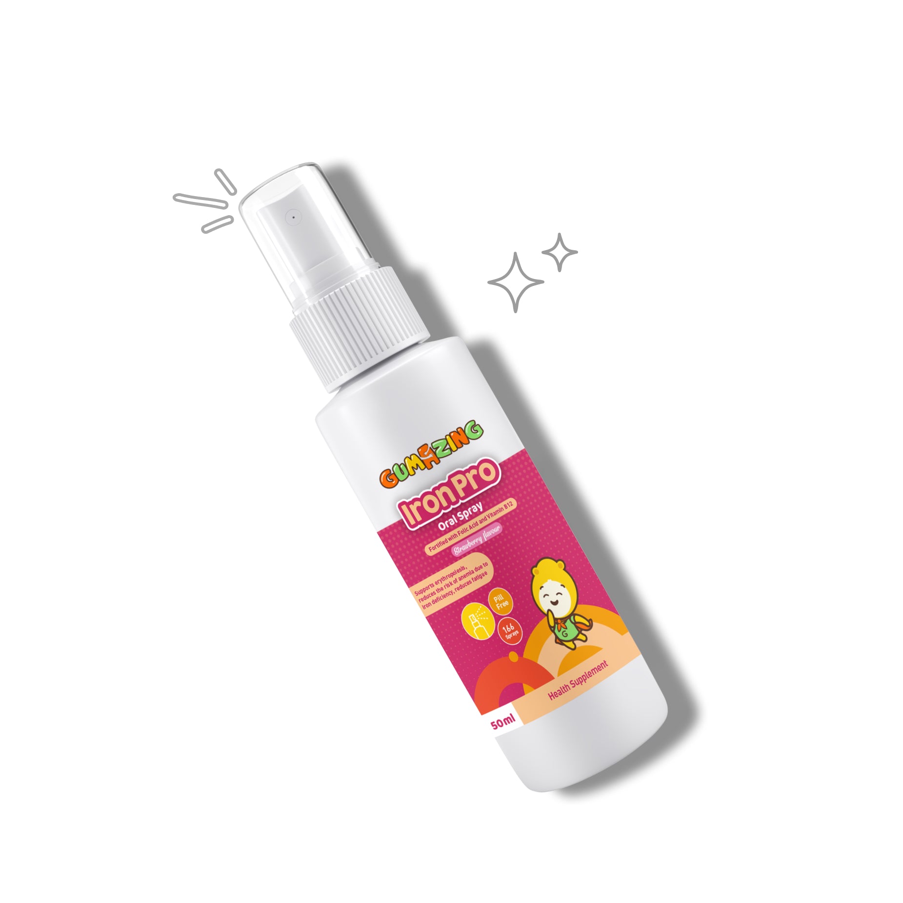 Spray oral IronPro pour enfants | Soutien des globules rouges et prévention de l'anémie | Saveur de fraise