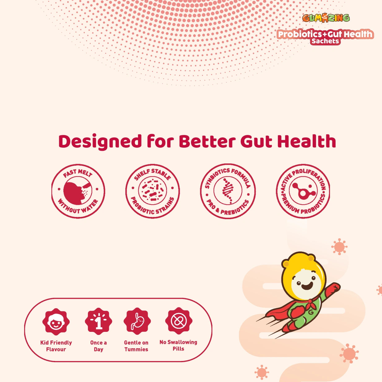 Probiotics + gut health sachets benefit