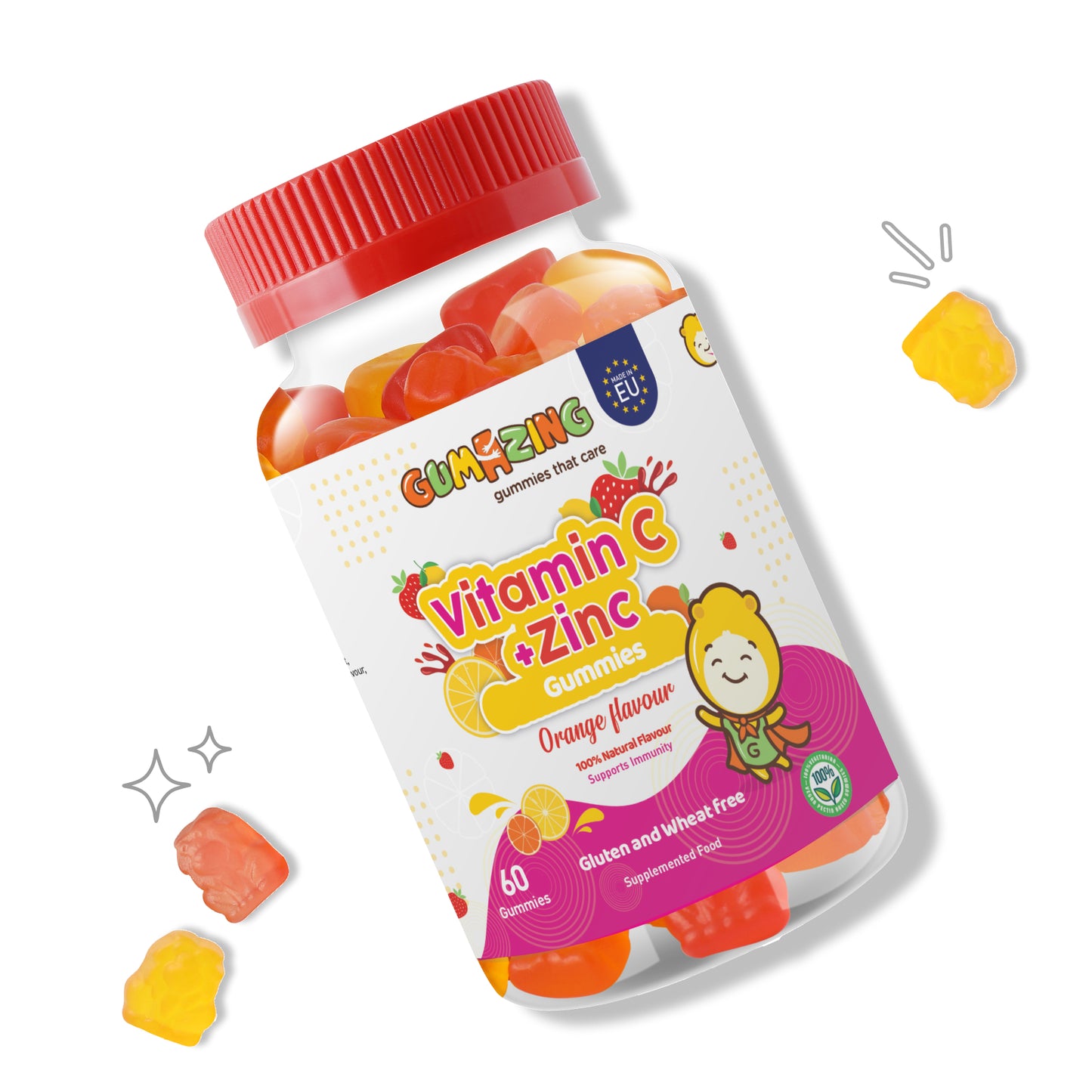 Gomas de Vitamina C + Zinco | Gumazing Kids Suporte imunológico e de crescimento