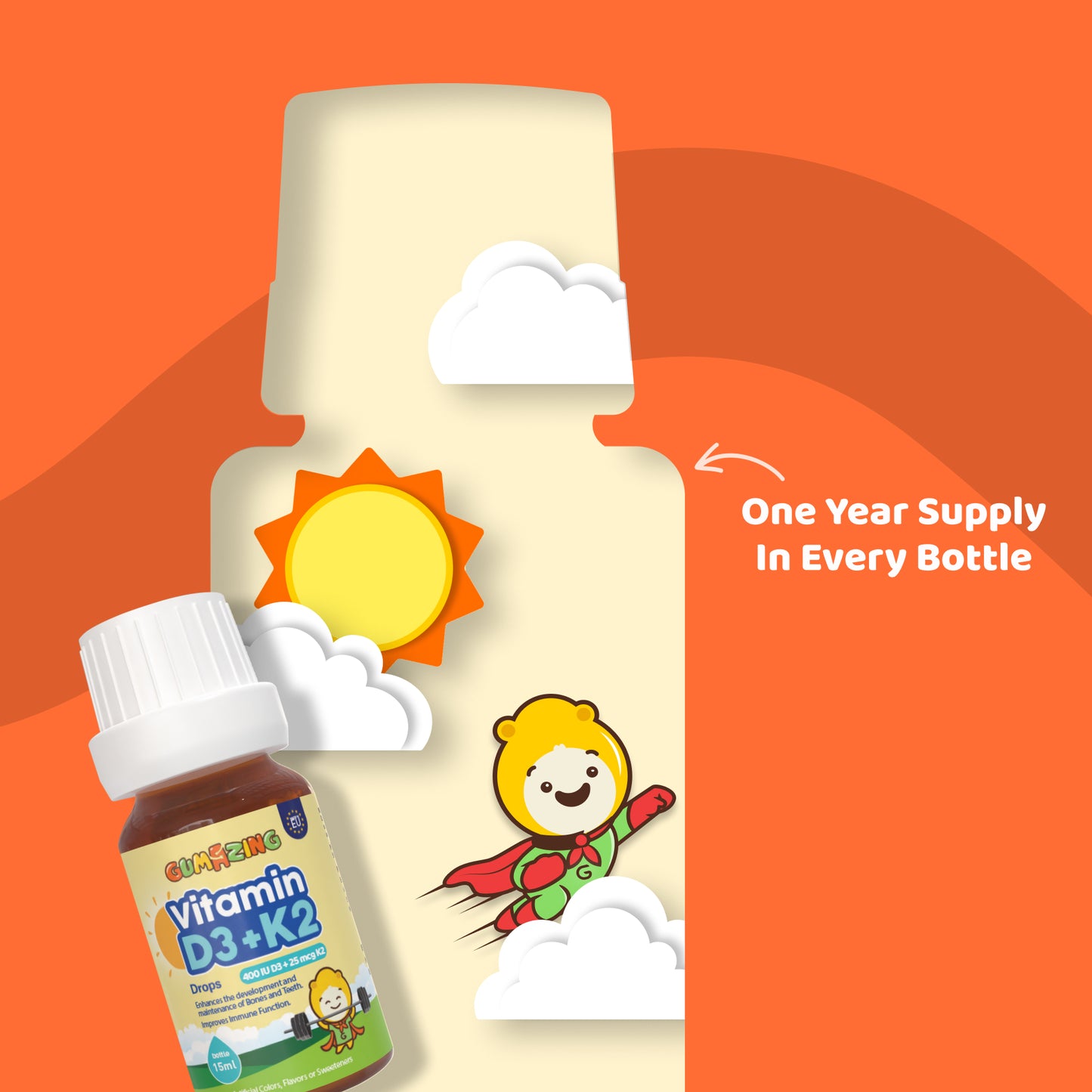 Vitamin D3 + K2 Oral Drops for Kids | Gumazing Bone and Cardiovascular Health