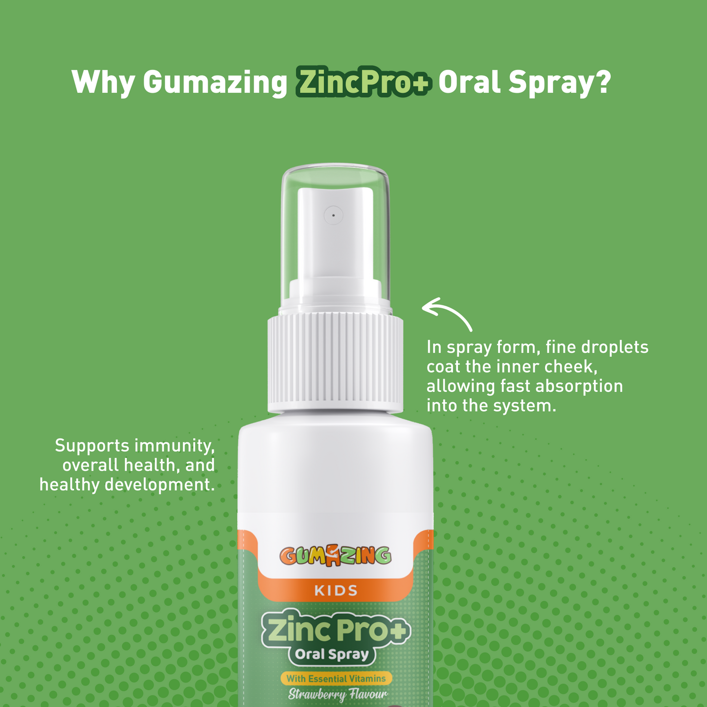 Gumazing ZincPro Oral Spray for Kids | Strawberry Flavor