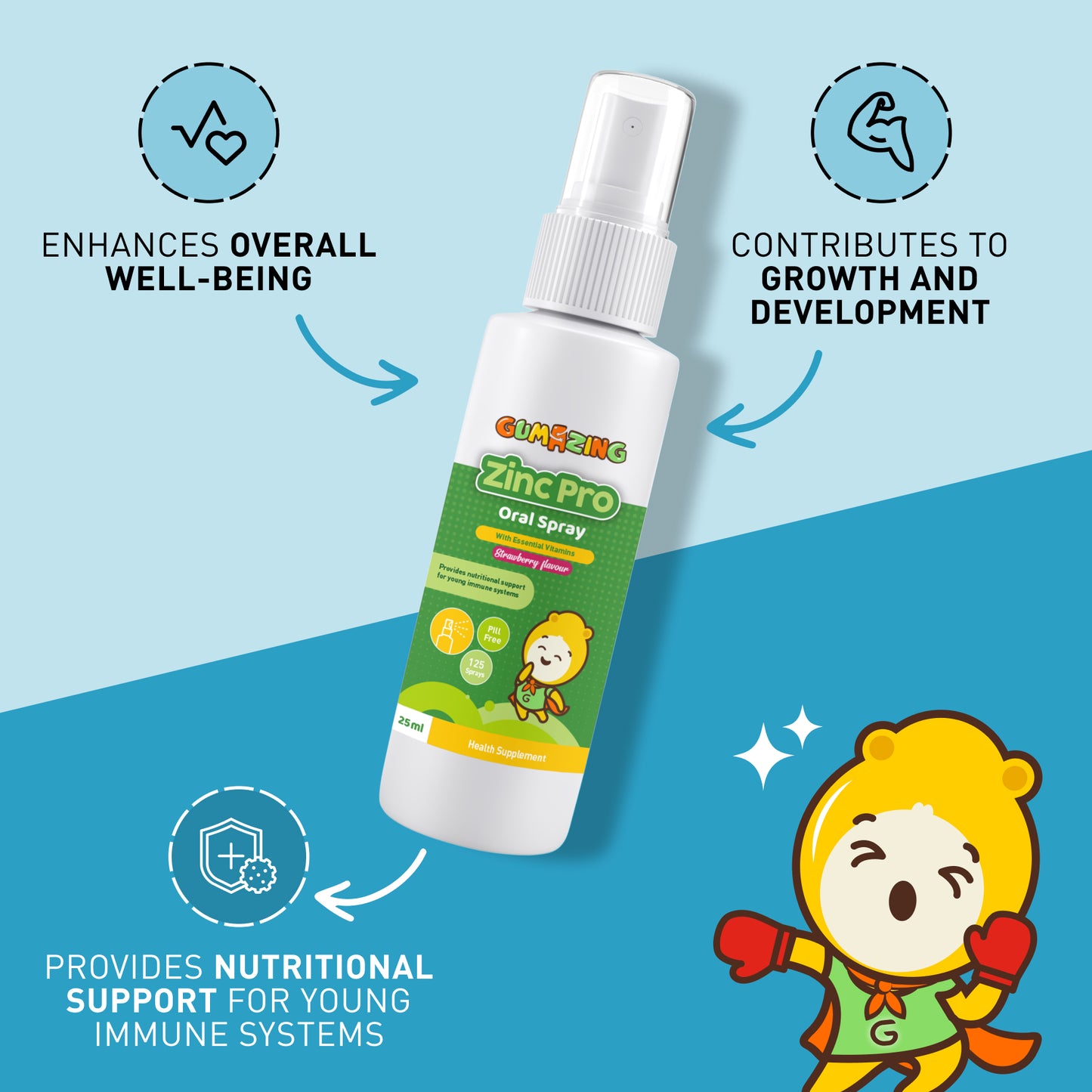 Spray bucal ZincPro para niños | Apoyo inmunológico y crecimiento | Sabor a fresa