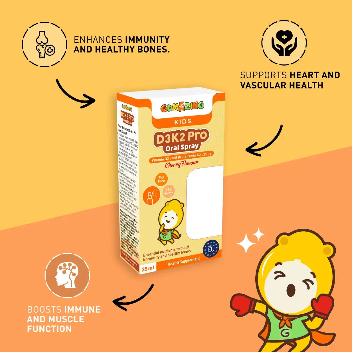 D3K2Pro Oral Spray for Kids | Vitamin D3 & K2 for Immunity and Bone Health for wholesale - B2B Begumazing