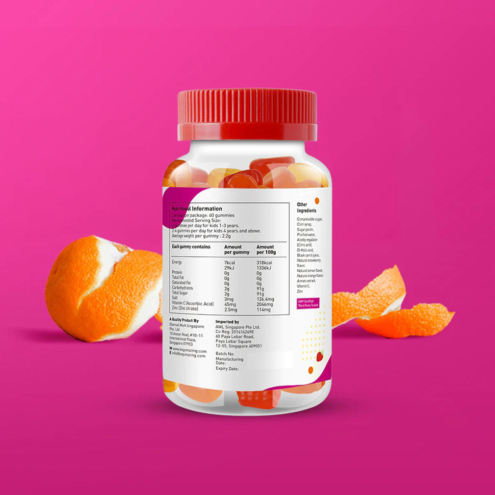 Gomas Gumazing de vitamina C e zinco (60 unidades), suprimento para 1 mês (cópia)