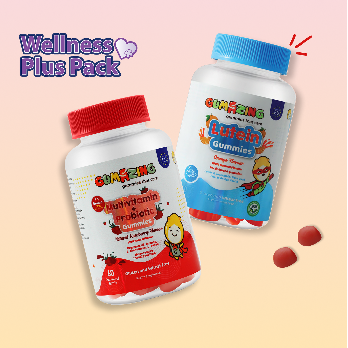 Wellness Plus Pack | Gumazing 2 Pack Combo| Multivitamin & Probiotic + Lutein Eye Care | 2 Month Supply
