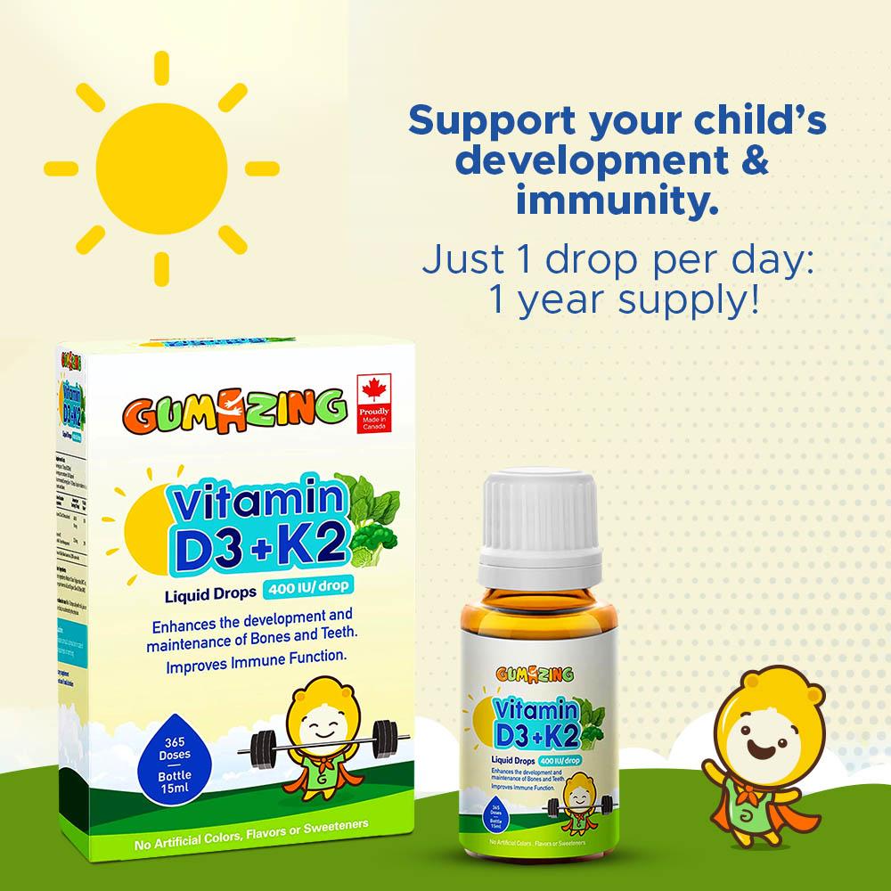 Gumazing Vitamin D3+K2 dạng giọt, cung cấp 1 năm